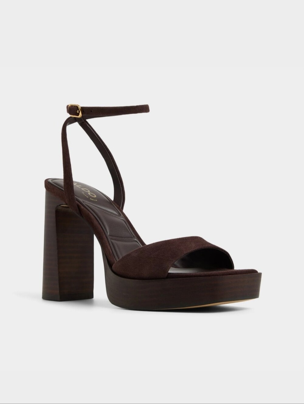 Aldo Lothon Platform Heel Dark Brown Suede Size 7.5 NIB